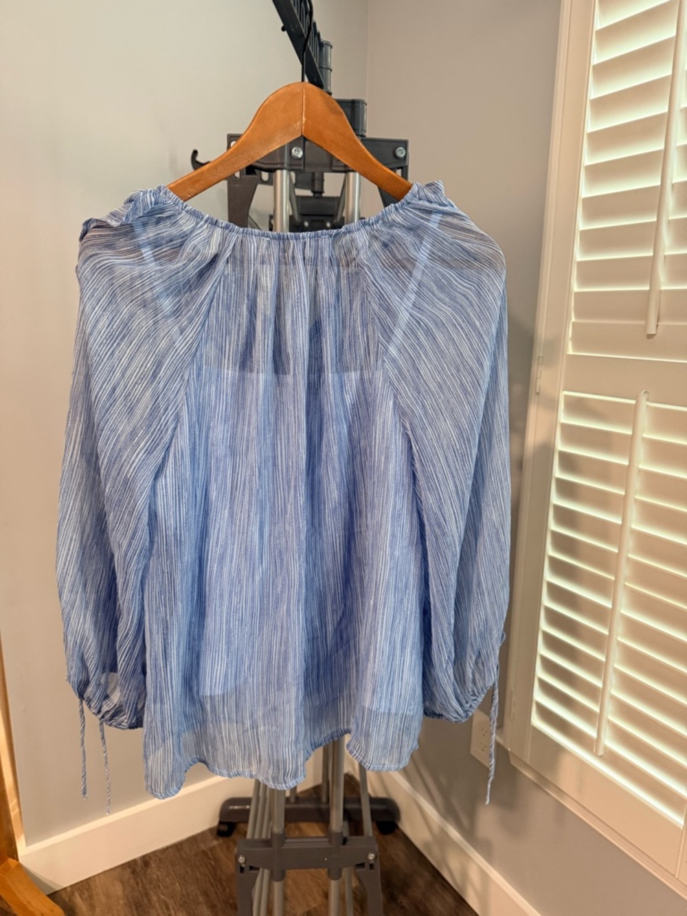 LOFT Light Blue Ruffle-Detail Blouse - Picture 2 of 3